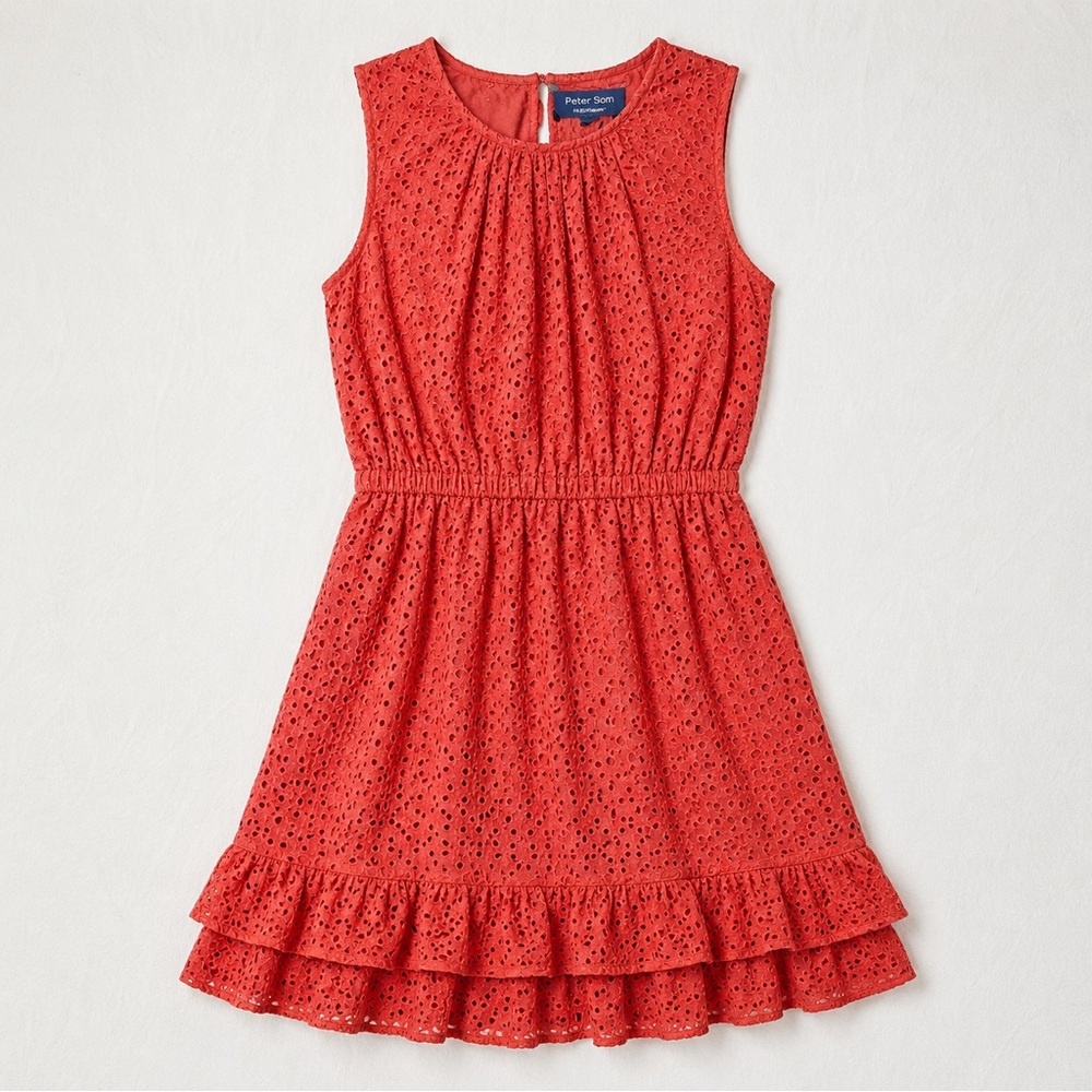 Anthropologie Peter Som desigNation Orange Eyelet Dress Small Pockets Sleeveless - Picture 3 of 9